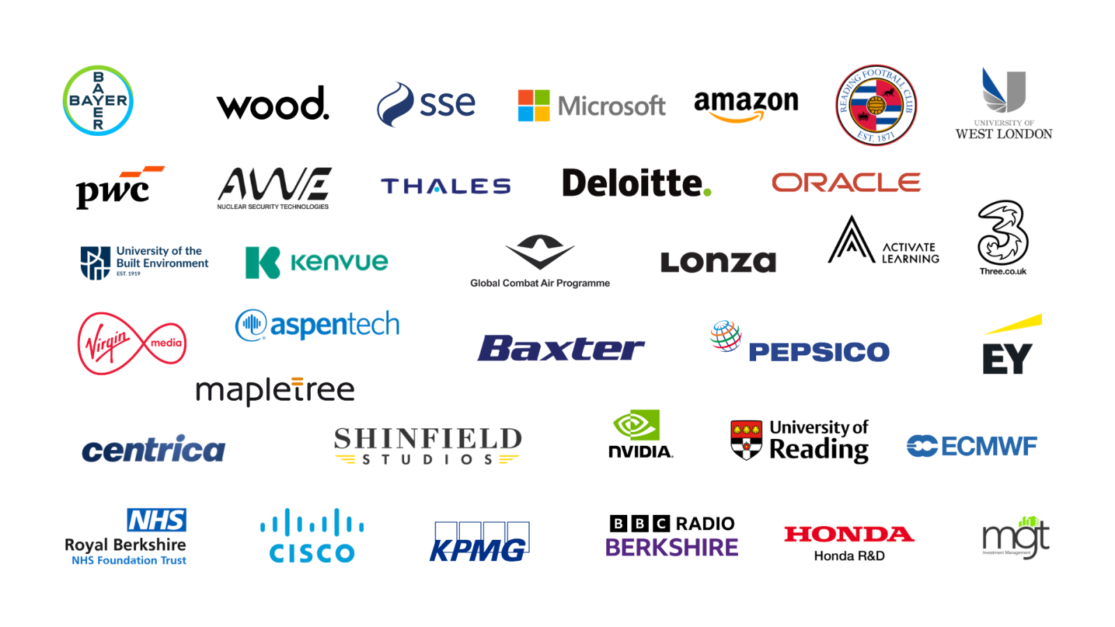 Montage of logos of major businesses located in Reading